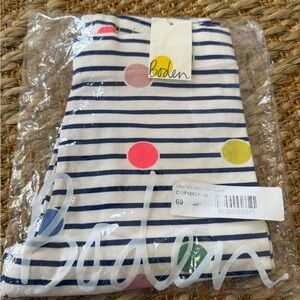 Mini Boden Navy Stripe Girls Leggings with Colorful Polka Dots